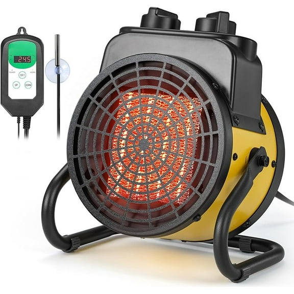"1500W Greenhouse Heater with Digital Thermostat – 3 Modes, 3S Fast Heating, 90 °   Tilt, Overheat Protection for Camping, Grow Tent, Patio, Garage & Indoor Use"