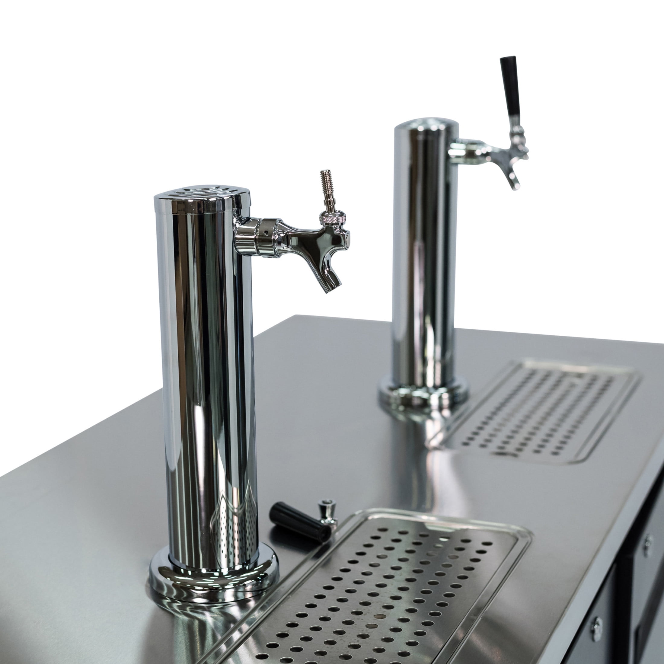 61 in. 16 cu. ft. 2 Door Direct Draw Beer kegerator Dispenser with Double Tap in Black