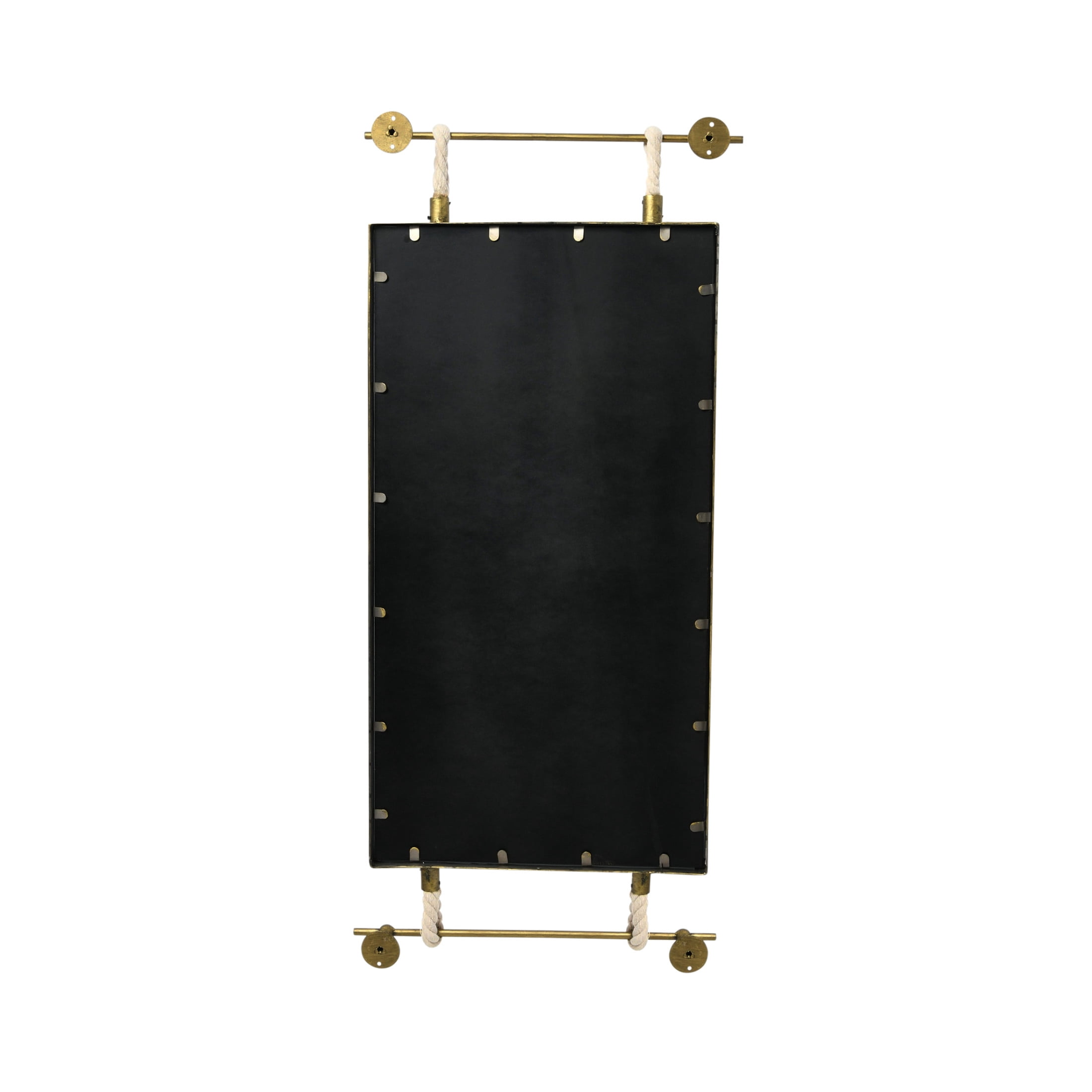 Creative Co-Op Rectangle Metal Framed Wall Mirror with Rope Accents and Metal Brackets, Gold