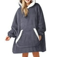 thumbnail image 1 of Sudadera con Capucha Tipo Manta para Mujer, de Forro , Cálida y Acogedora, con Bolsillo. Gris de Gamuza Talla Única, 1 of 7