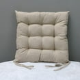 thumbnail image 1 of Nvzi Square Chair Pad Seat Cushion with Ties Solid Color Cotton Linen Seat Pads Comfy Breathable Seat Cushions Pillow for Kitchen Office Car Sitting (Beige,18x18), 1 of 4