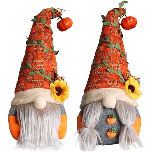 2 Pcs Fall Gnomes Decorations, Mr and Mrs Autumn Harvest Gnomes Farmhouse Table Decor, Handmade Faceless Swedish Tomte, Thanksgiving Day Gift