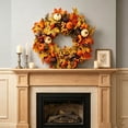 thumbnail image 6 of Bcylexb Fall Harvest Door Wreaths, 19.7" Rustic Farmhouse Wreaths with Pumpkins Maple Leaves Pinecones Berries Artificial Autumn Wreath for Wall Front Door Thanksgiving Decor, 6 of 7