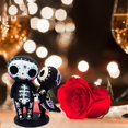 thumbnail image 3 of Crafts Resin Sugar Skull Couple Statue Cute Statue Skull Resin Flower Delivery, 3 of 6