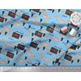 thumbnail image 3 of Soimoi Modal Satin Fabric Hat,Car & Suitcase Travel Print Fabric by Yard 42 Inch Wide, 3 of 3