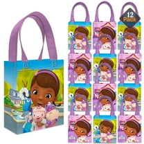 Doc McStuffins Party Favor Bags Set – 12 Pack 8" Disney Goodie Bags for Kids Bulk Reusable Mini Totes | Disney Doc McStuffins Birthday Party Supplies
