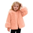 thumbnail image 3 of YMNXA Big Kids Girls Fuzzy Coat Long Sleeve Solid Color Warm Soft Thickened Jacket For Cold Weather Daily Wear Light Pink 6-7 Years, 3 of 5