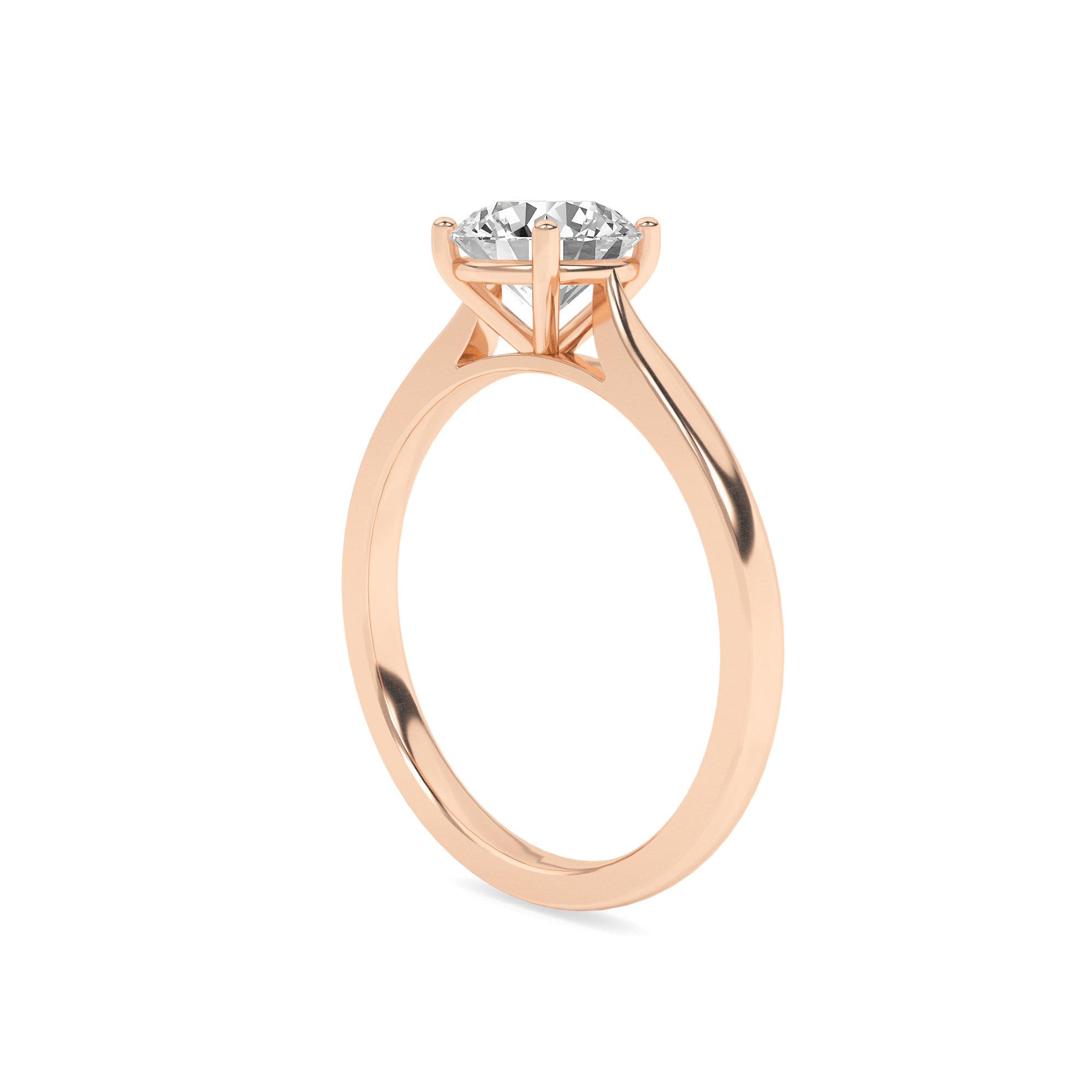 AFFY 1.00 Carat (ctw) Solitaire Engagement Rings For Women, Round Lab Created Moissanite Promise Ring For Her In 10k Solid Rose Gold | VVS1 Quality (1 ctw) Ring Size-8