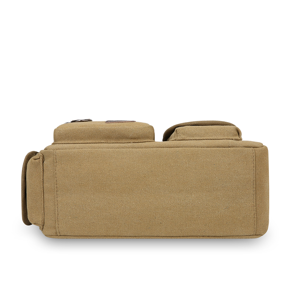 LEBULLBRO Canvas Messenger Bag for Mens Womens Multi-pockets 13 inch Laptop Shoulder Sling Bags School Crossbody Bags Travel Khaki