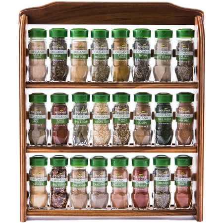 McCormick Gourmet Three Tier Wood 24 Piece Organic Spice Rack, 27.6 oz