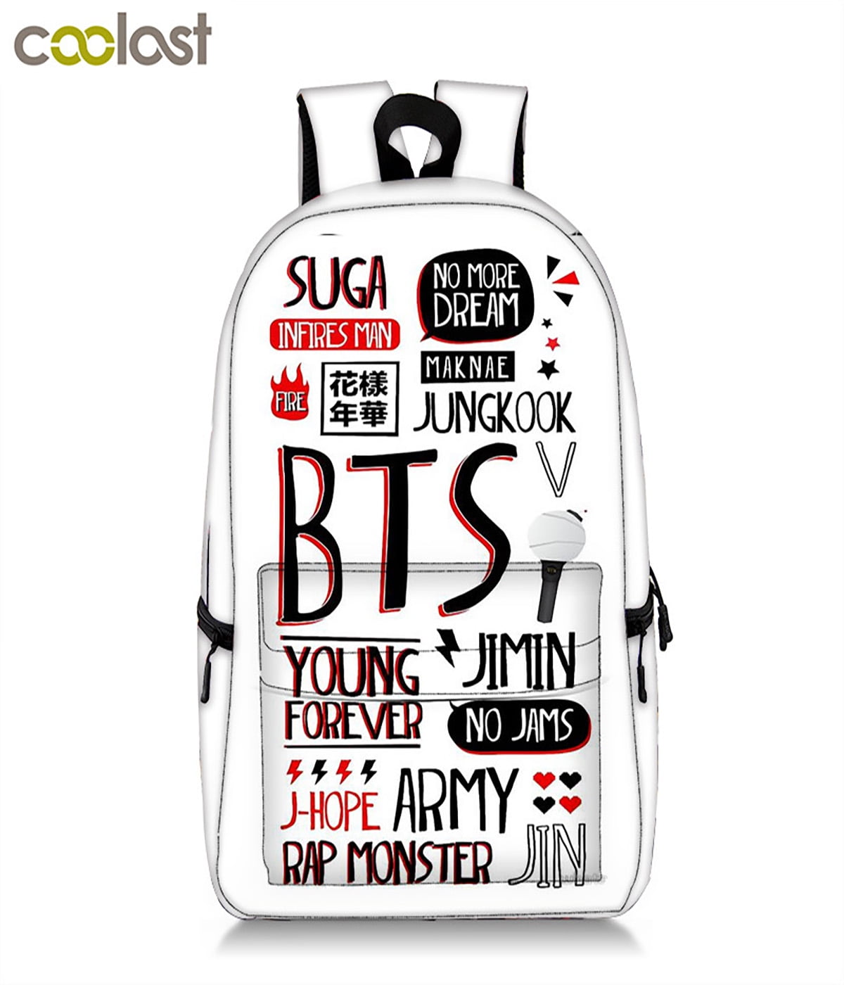 OLOEY 18-INCH B-T-S Full Print School Bags for Girls & Boys