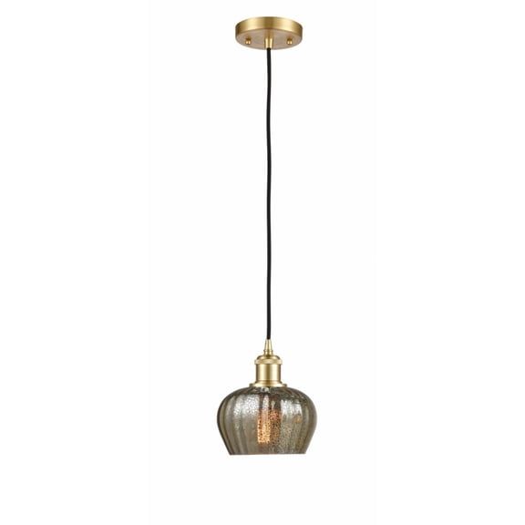 516-1P-SG-G96-LED-Innovations Lighting-Fenton-3.5W 1 LED Mini Pendant in Art Nouveau Style-6.5 Inches Wide by 7.5 Inches High   Satin Gold Finish with