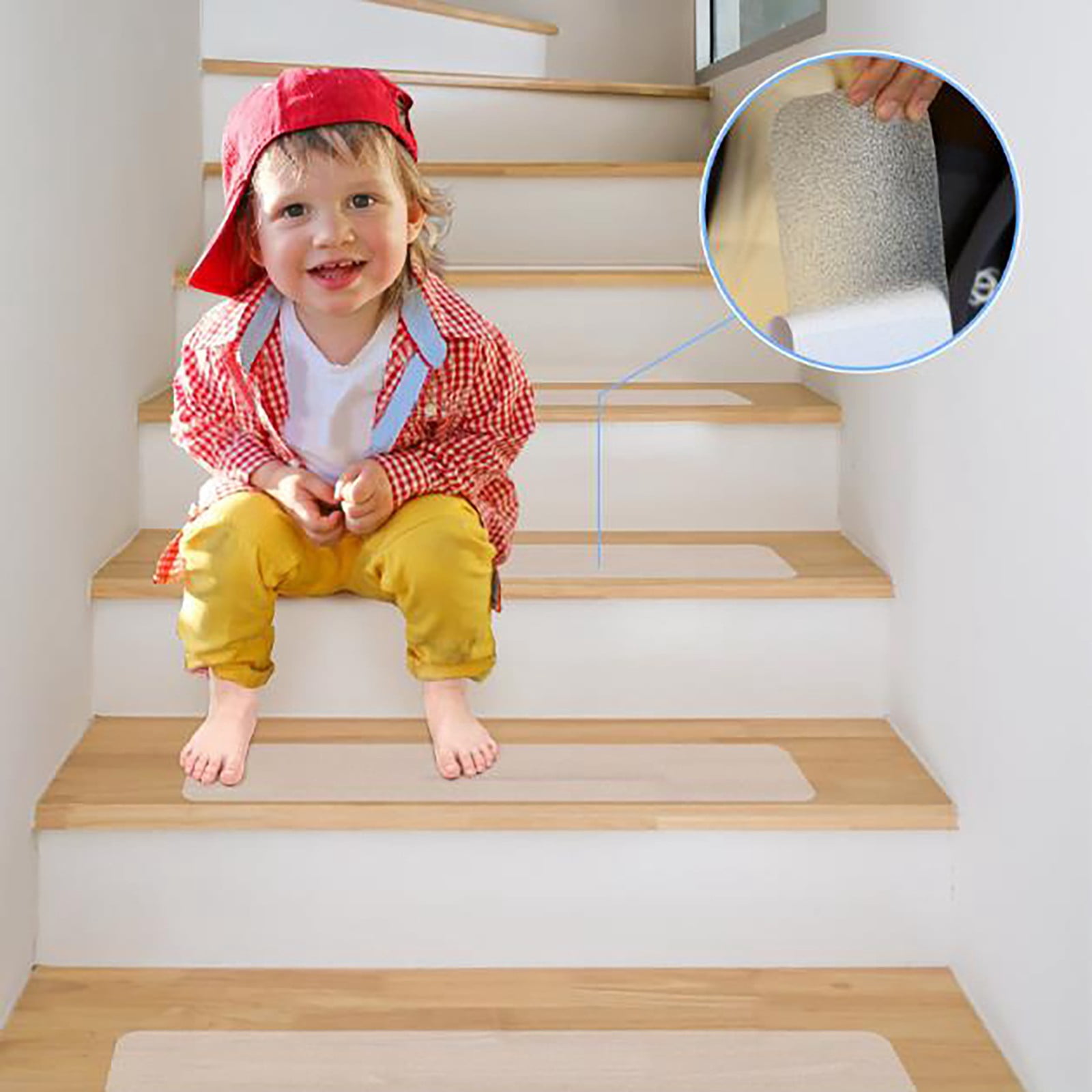 Clearance! Denhf 15 Pack Stair Treads Non-slip, Clear Stair Carpet Strips, Stair Runners for Dogs, Kids, and Elderly, Stair Covers for Wood Stairs, Carpet Treads, Waterproof Grip Tape, 31.8" x 5.9"