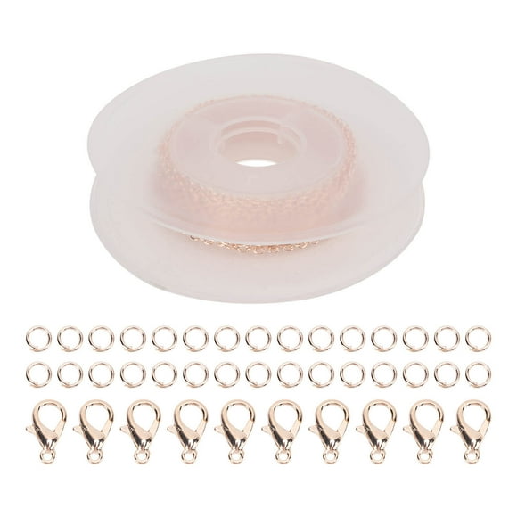 Chaîne en Bronze, Chaîne Croisée en Fer pour Bijoux avec Boucle et Moulinet pour Fabrication de Bijoux Or Rose
