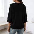 thumbnail image 4 of Women's Solid Knit Quarter Sleeve Round Neck Casual Sweater Top, 4 of 7