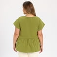 thumbnail image 3 of DARING DIVA Women's Plus Babydoll Blouse Trendy Flowy Peplum Tops 1X Olive Green, 3 of 6