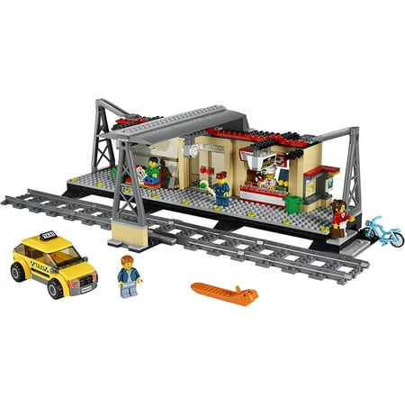 LEGO CITY Train Station Building with Taxi and Rail Track Pieces | 60050