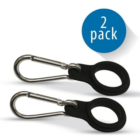Maxpedition Grimloc Carabiner - MIRA Durable Silicone Carrier with Carabiner Clip | Fits Any 12oz, 17oz and 25oz Cola Shaped Water Bottles for Outdoor Activities or Daily Use | 2 Pack, Black