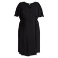 thumbnail image 3 of Terra & Sky Women's Plus Size Midi Wrap Dress with Elbow Sleeves, Sizes 0X-5X, 3 of 4