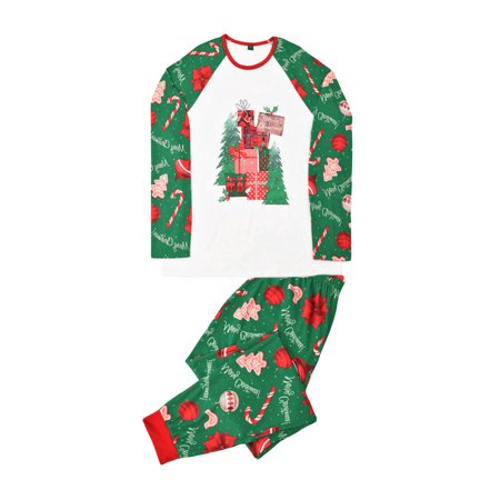 

Eyicmarn Christmas Family Matching Pajamas Set Long Sleeve Tree Print Tops with Elastic Waist Pants