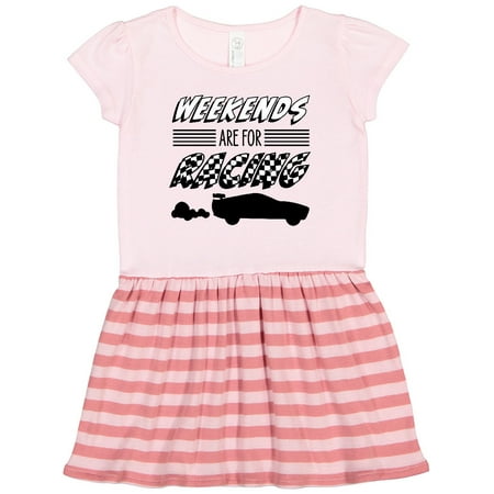

Inktastic Weekends Are for Racing Race Car Silhouette and Racing Flag Gift Toddler Girl Dress