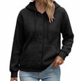 thumbnail image 2 of Tusihei Women Fall Winter Hooded Fleece Shacket Button Down Casual Cardigan Pullover Solid Warm Loose Coat Jacket for Women Outdoor Lounge, Black L, 2 of 6