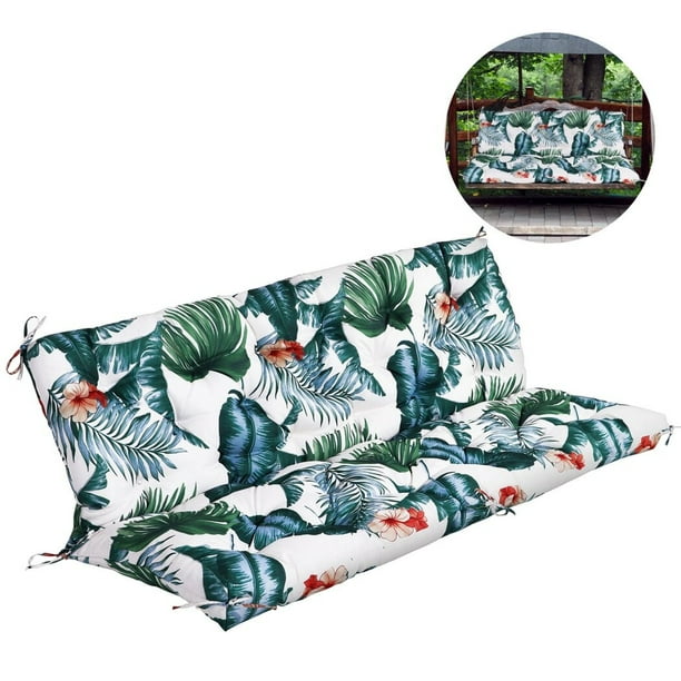 Cojín de repuesto para columpio, cojín de banco exterior con respaldo, cojín de 2 a 3 plazas con 8 lazos para muebles de exterior, 59 x 39 x 4 pulgadas, cojín para columpio de porche, banco de jardín