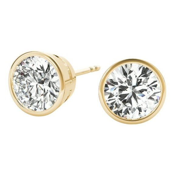 0.30 Carat FG/VVS1 Round Diamond Bezel Set Stud Earrings In 14K Yellow Gold