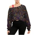 thumbnail image 2 of KIHOUT Subtle Star-Print Off-Shoulder Hoodie - Low-Key Sparkle for Family Gatherings & Weekend Coffee Runs; Soft Fabric Fits Daily Comfort (S-XXL), 2 of 7