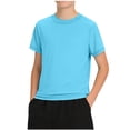 thumbnail image 2 of dazeni Boys Athletic T Shirts Kids Quick Dry Sports Performance Tees Short Sleeve Basic Tops Activewear for Running Training Blue 5-6 Years, 2 of 9