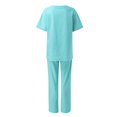 thumbnail image 3 of Baqcunre Women's Belt Pocket Suit with Half-Sleeve O-Neck Top and Wide-Leg Pant Set,Color Sky Blue,Size S-5XL, 3 of 7