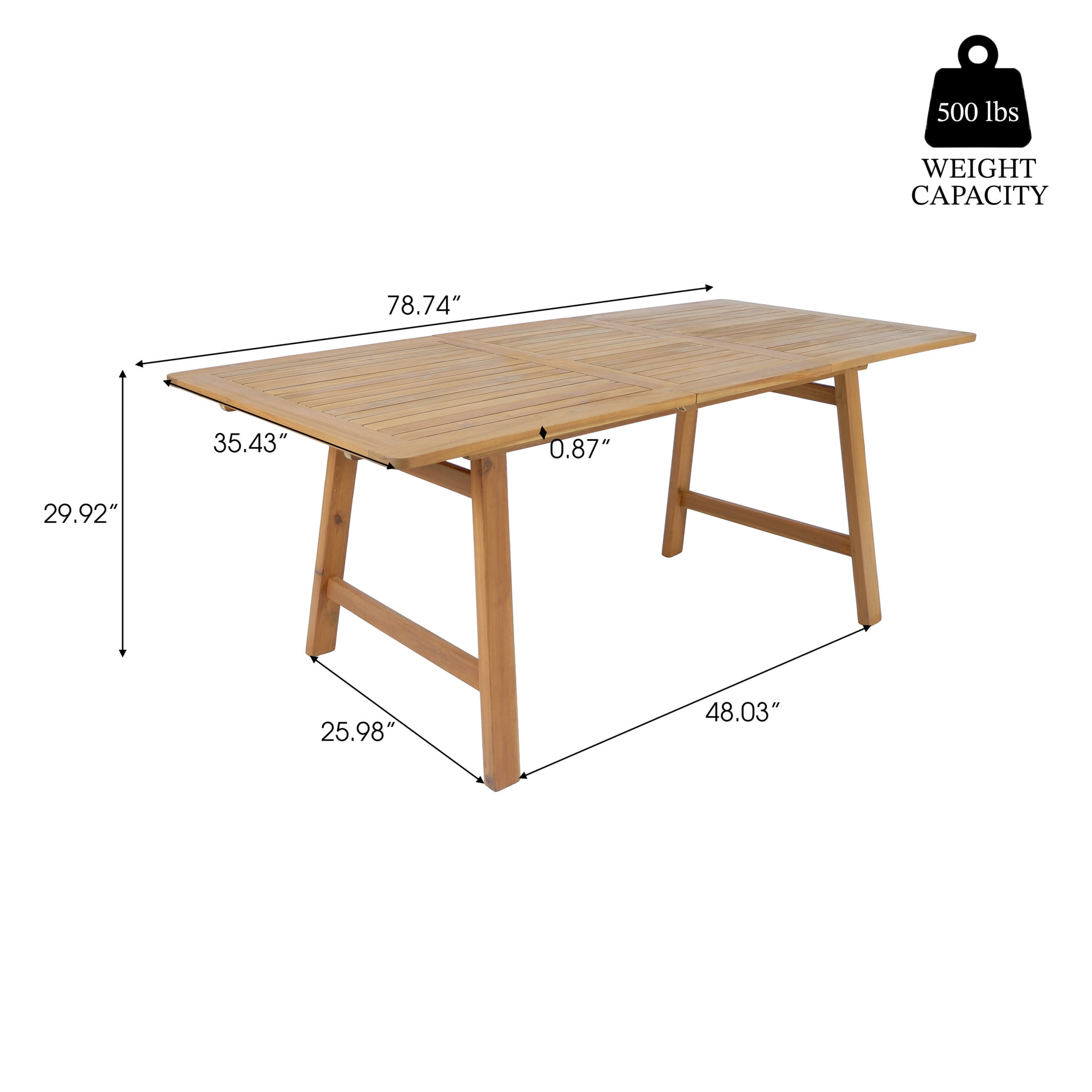 Christopher Knight Home Extendable Patio Dining Table for 6, Acacia Wood Slatted Outdoor Table, Teak