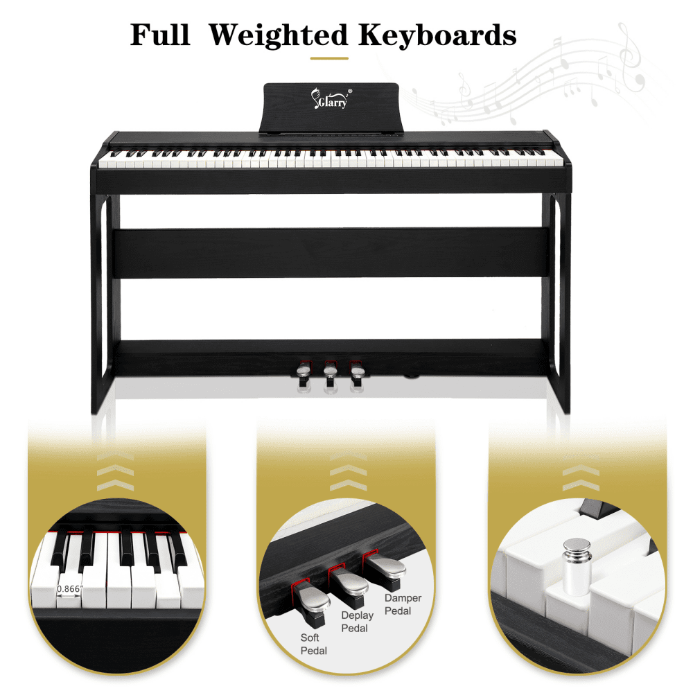 Tcbosik Digital Piano, 88-Key Full Weighted Keyboard with Stand, Headphone and Triple Pedals for All Experience Levels, Black