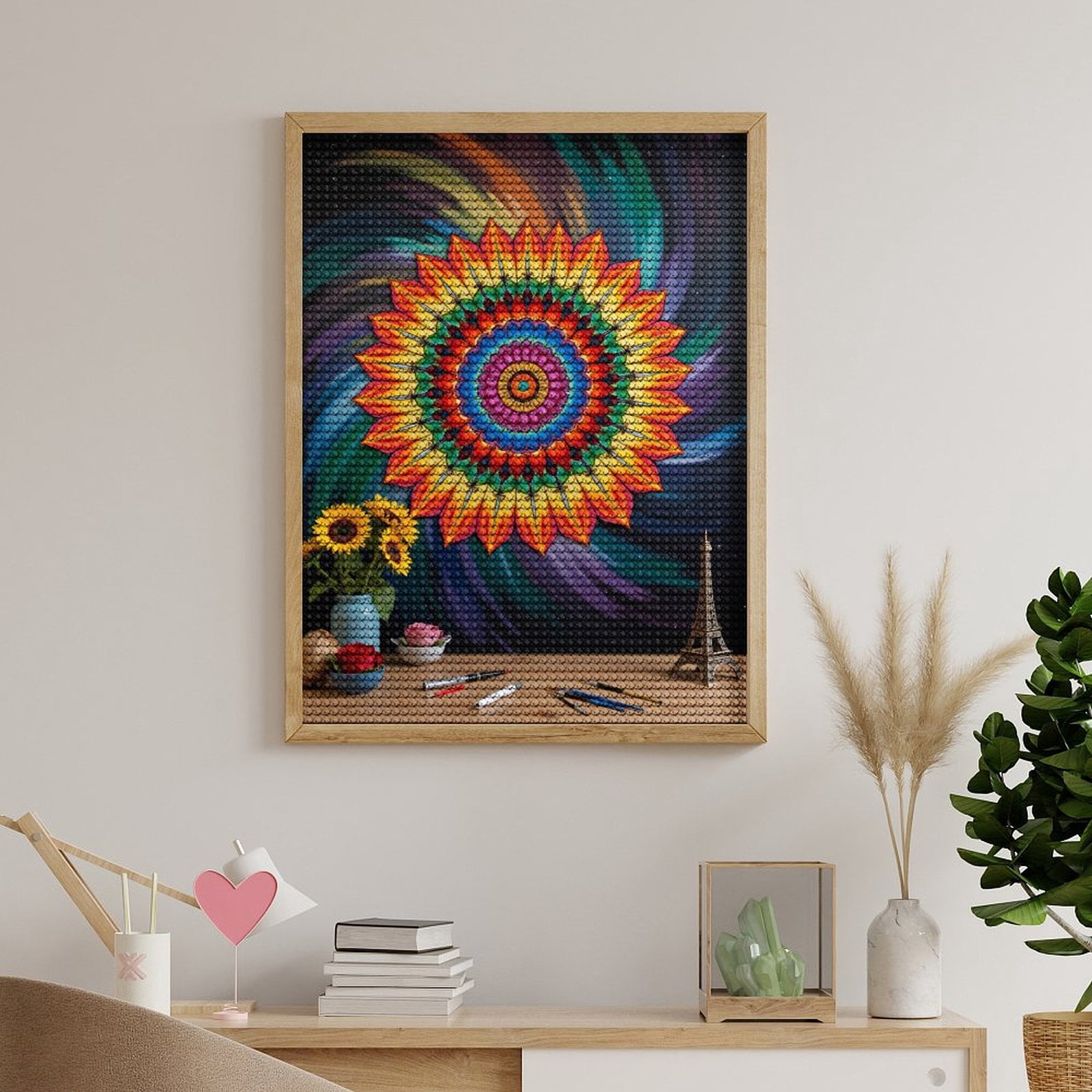 Diamond Art Kits for Adults, Colorful Mandala Sunflower Art Display 5D Diamond Painting Kits for Adults Beginners, DIY Full Drill Diamond Painting, Gem Art and Crafts 12x16