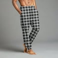 thumbnail image 3 of Homeyce Men's Pajama Pants Plaid Drawstring Pajamas Pants with Pockets Elastic Waist Pj Pant Sleepwear Comfy Lightweight Baggy Relaxed Fit Pjs Bottoms Sleepwear,Black 3XL, 3 of 6