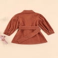 thumbnail image 3 of Veste Habillée pour Bébé Fille, Décontractée, Unie, Col à Revers, Simple Boutonnage, Robe Trapèze, Ceinture, Manteau, 3 of 6