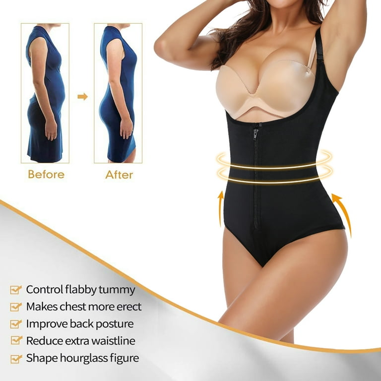 FITVALEN Shapewear for Women Tummy Control Fajas Colombianas Body Shaper  Zipper Open Bust Slim Bodysuit