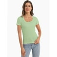 thumbnail image 3 of Women's T Shirts Short Sleeve Scoop Neck Basic Going Out Tops Fashion Slim Fit Tee, 3 of 6