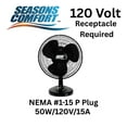 thumbnail image 4 of Seasons Comfort 16 Inch Oscillating Tabletop Fan, 3 Speeds, Adjustable Tilt - FTT16, 4 of 10