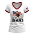 thumbnail image 5 of YVNAURA Women's Patriotic 250th Anniversary T Shirt V Neck USA Flag Graphic 1776-2026 Tee Semiquincentennial Family Heritage Keepsake Gift for Mom Wife Grandmother 4th of July, White, M, 5 of 9
