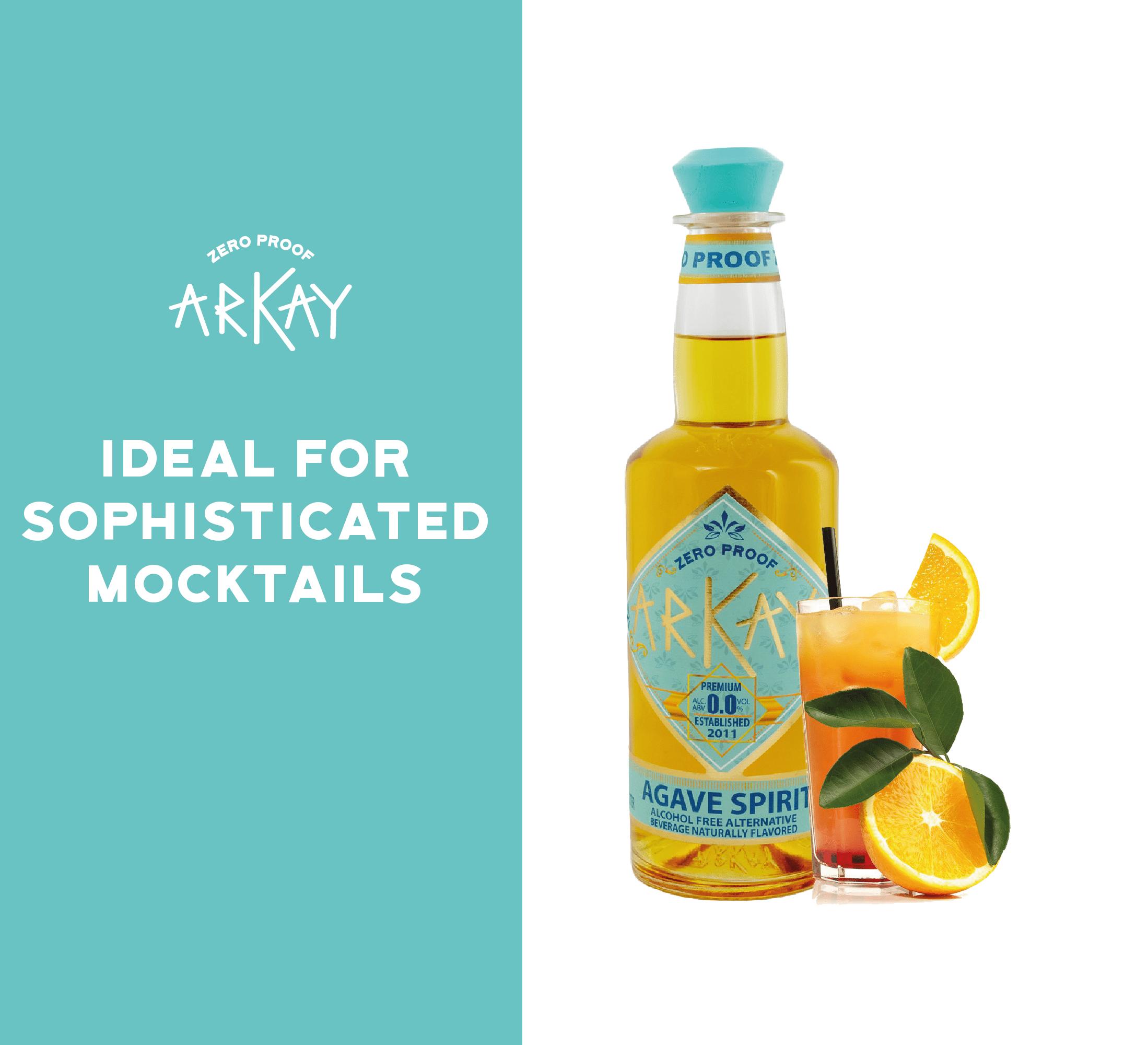 ARKAY | Agave Zero Proof Liqueur | Premium Alcohol-Free Alternative | 33.3 fl oz (1L) | Zero Calories & Sugar