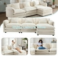 thumbnail image 4 of Villeston 112" Cloud Modular Sectional Sofa for Living Room, L-Shaped Cloud Sofa Couch with Chenille Fabric, 3 Seat Oversized Couch with Movable Ottoman, Beige, 4 of 8