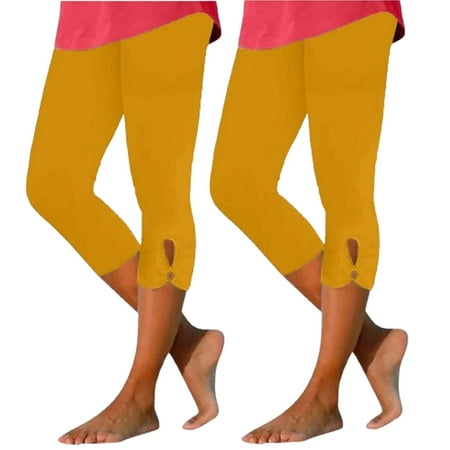 Summer Savings! Cotton Underwear for Women Womens Milk Silk Pants 2PC High Waisted Capris Solid Color Slim Fit Yoga Pants Matching Gym Design Comfortable Summer Wear for Women
