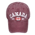 thumbnail image 3 of OOOUM Washed Vintage Dad Hat For Men Women Canada Embroidery Adjustable Strap Baseball Cap Outdoor Casual Retro Style Sun Hat Wine, 3 of 3