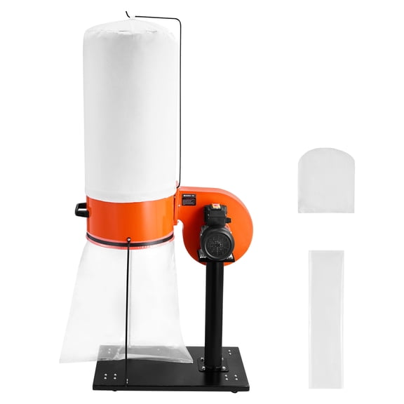 KFFKFF Dust Collector, 800 CFM 2.5 Micron Filtration System, 1HP Sawdust Collection Unit with 16-Gallon Capacity Bag, Filter Bag, and Rolling Casters, 3400 RPM Motor Speed