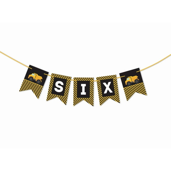 Inkdotpot Ready To HangI Am SixBirthdayBaby BoyBuntingPennant Banner TruckBirthday Party DecorationsFlag Banner