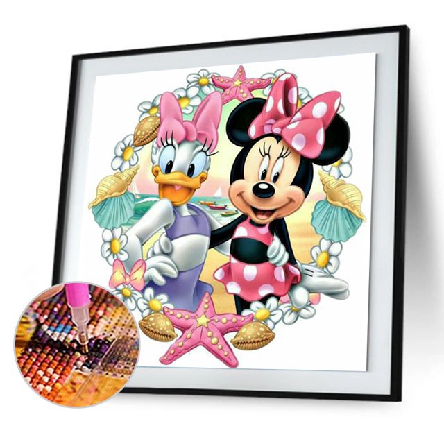 Cuadros Decorativos 5D DIY Taladro Redondo Completo Diamante Pintura Pato Ratón Mosaico Rhinestone Arte Imagen Tmvgtek embutido en tela