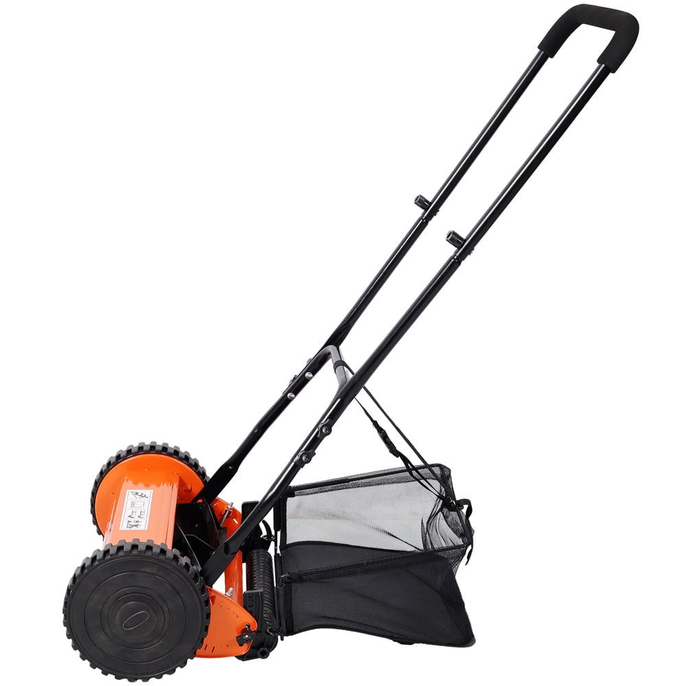 14-Inch 5-Blade Push Reel Lawn Mower with Grass Catcher