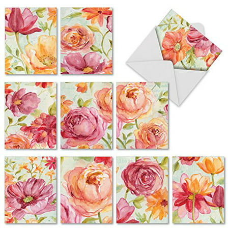 M1715BN WARM BLOSSOMS' 10 Assorted All Occasions Note Cards with Envelopes by The Best Card (All The Best Cards)