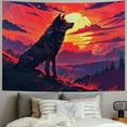 thumbnail image 2 of Chilfamy  Large Wall Tapestry Wolf Red Sun Aesthetic Animal Fantasy Anime Wall Flags Tapestry for Bedroom Living Room Wall Art Decor Tapestries 60x50inch, 2 of 6